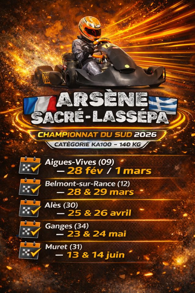 Championnat du Sud 2026 — KA100 — Aigues-Vives, Belmont-sur-Rance, Alès, Ganges, Muret